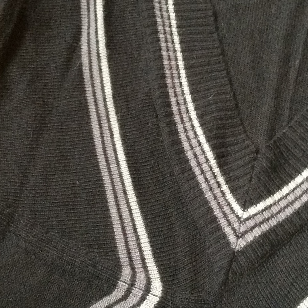 Black sweater dress, deep v front - Picture 2 of 7